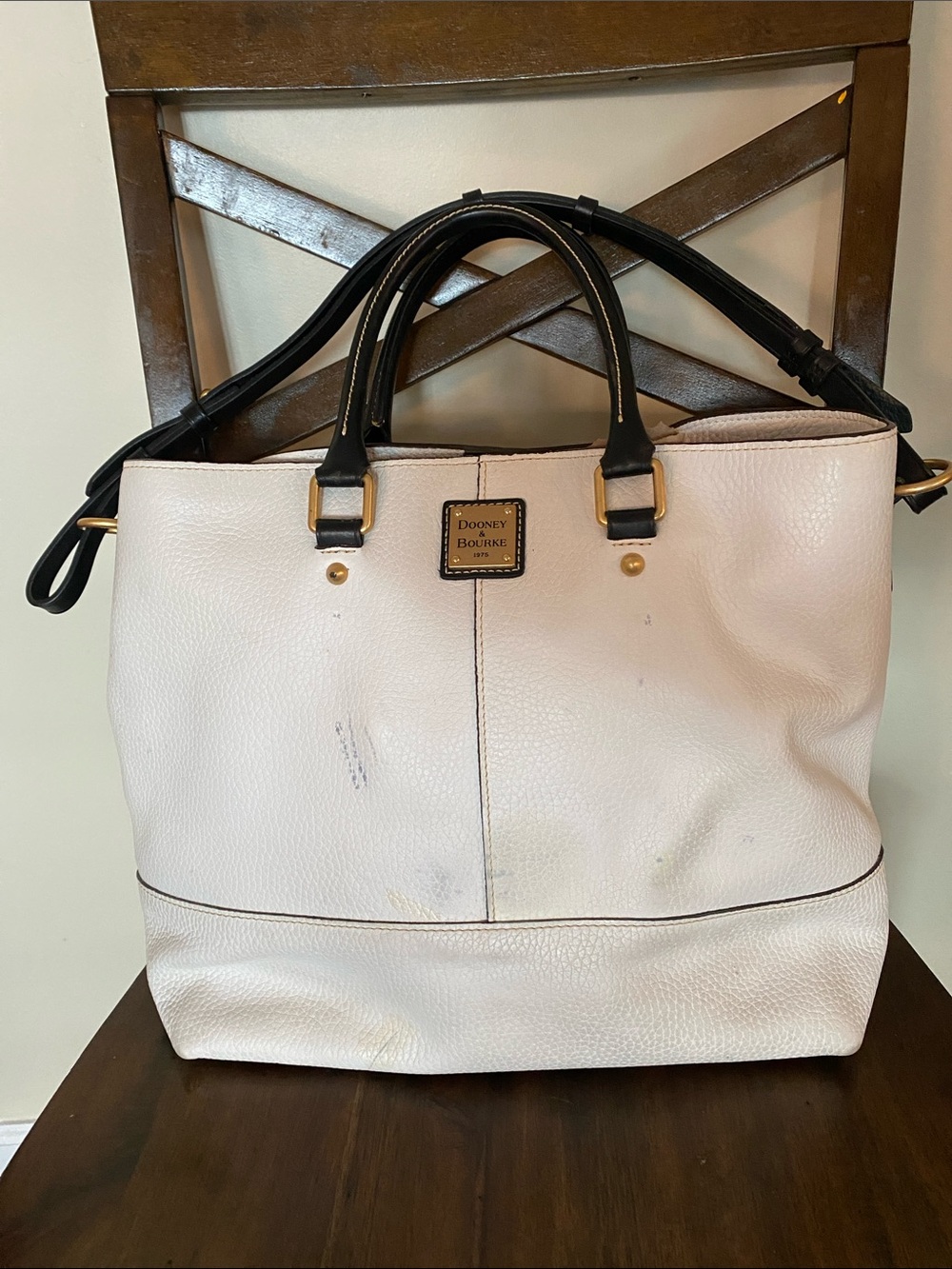 Dooney & Bourke Chelsea Shopper White Pebbled Large Leather Tote *flaw DIY*
